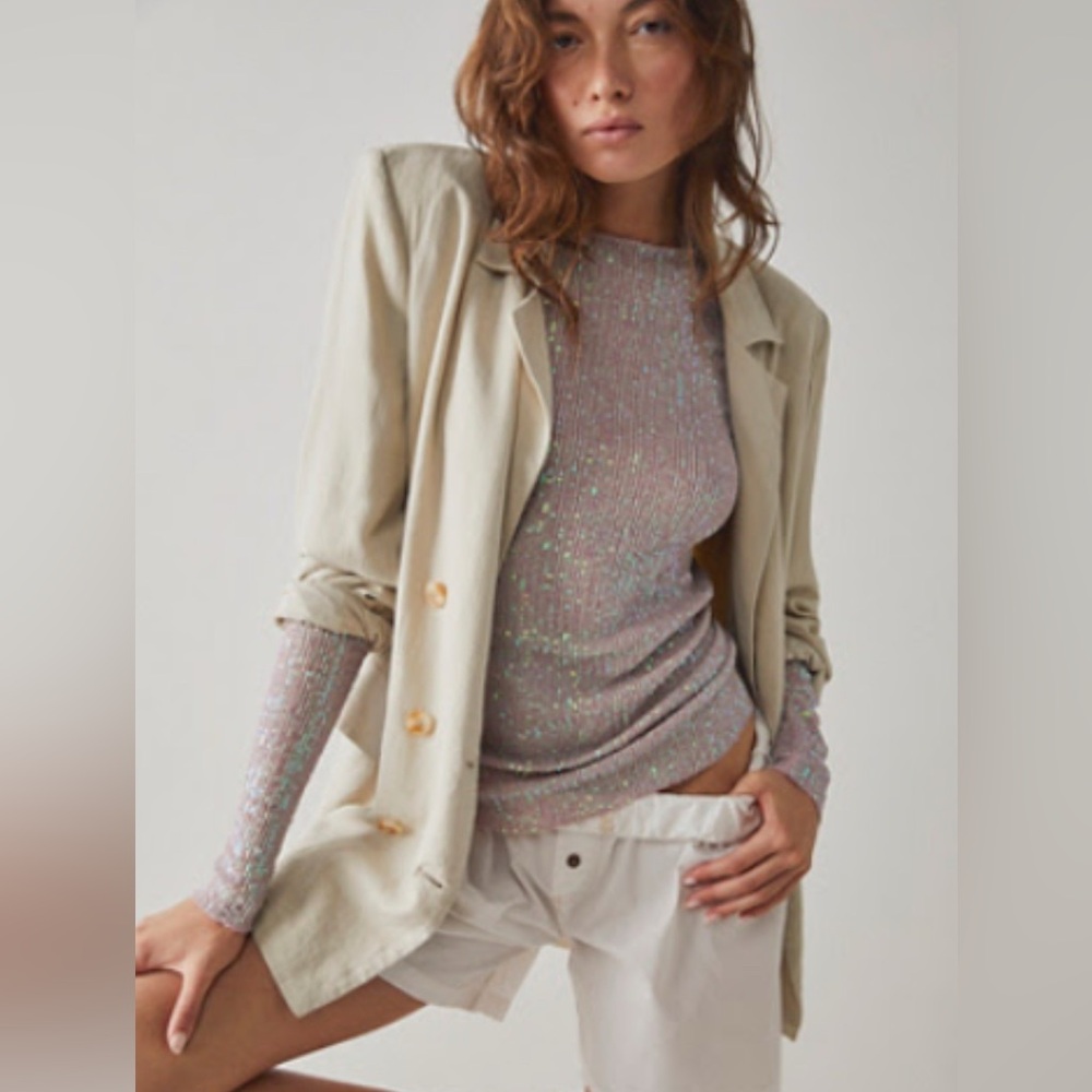 Free People Gold Rush Long Sleeve Top